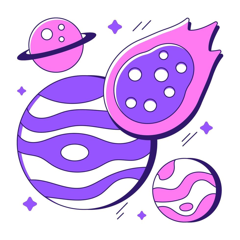 An illustration design of meteorite vector