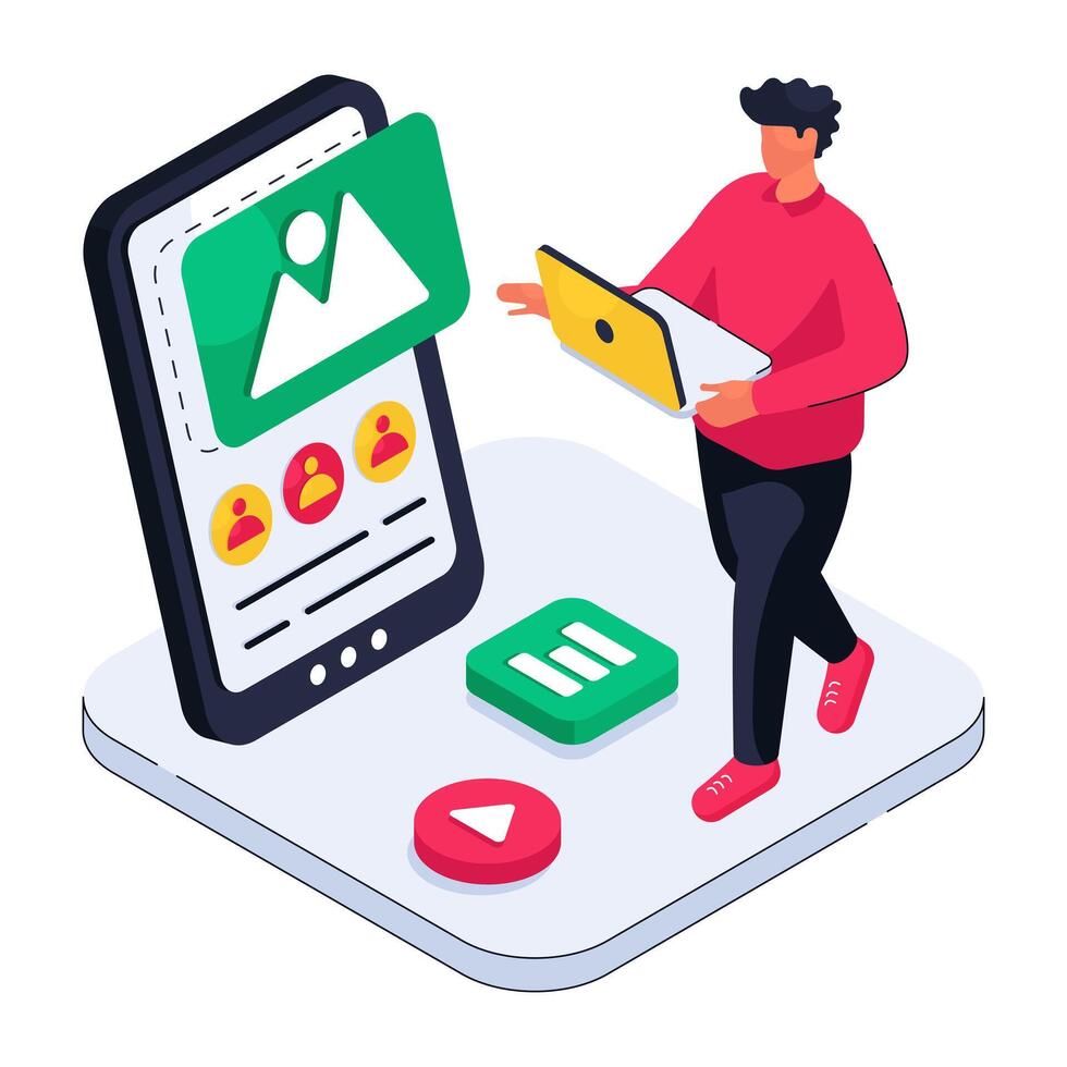 Unique design illustration of mobile landscape vector