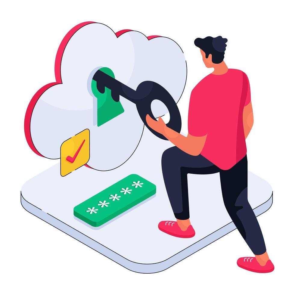 Editable design illustration of cloud key vector