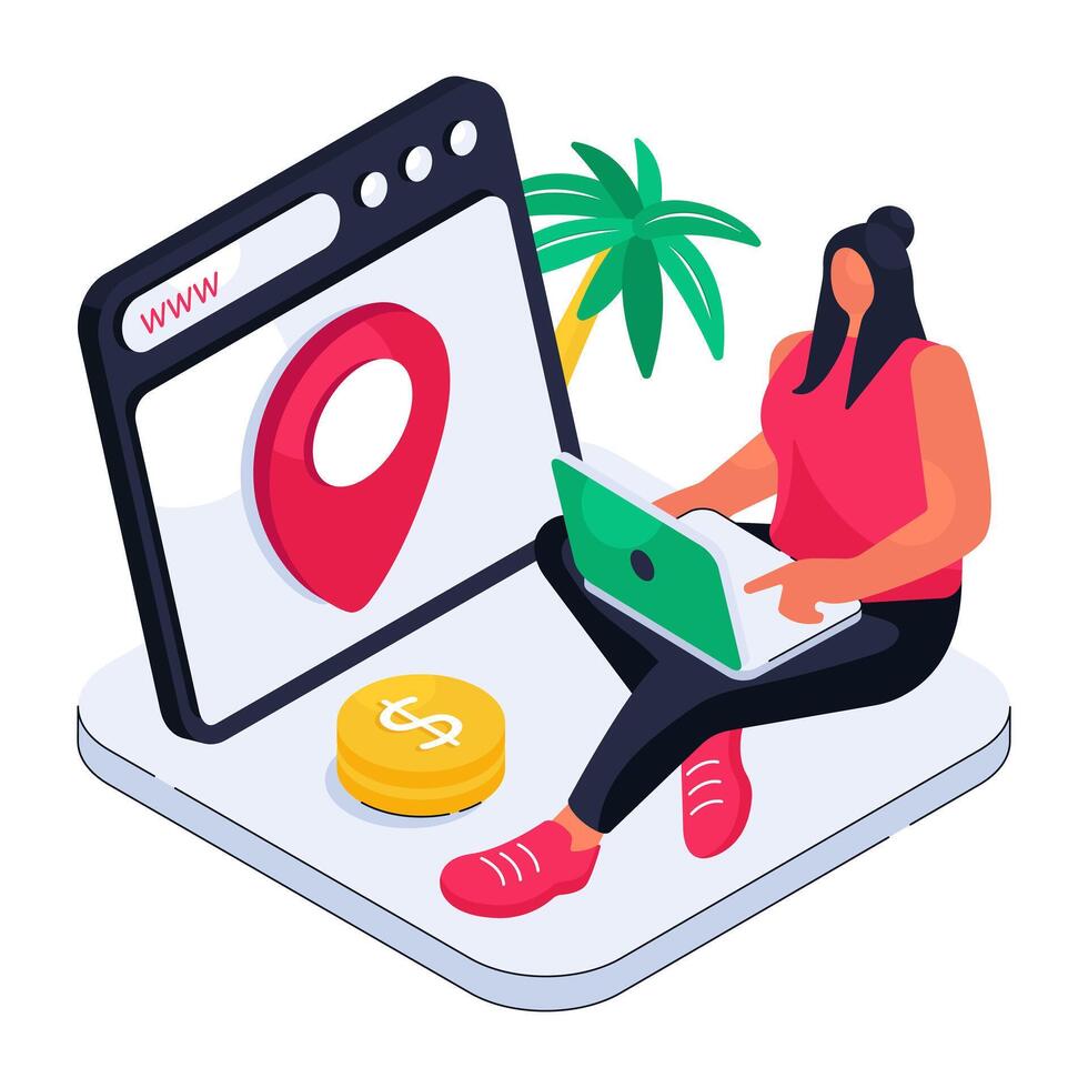 Creative design illustration of online location vector