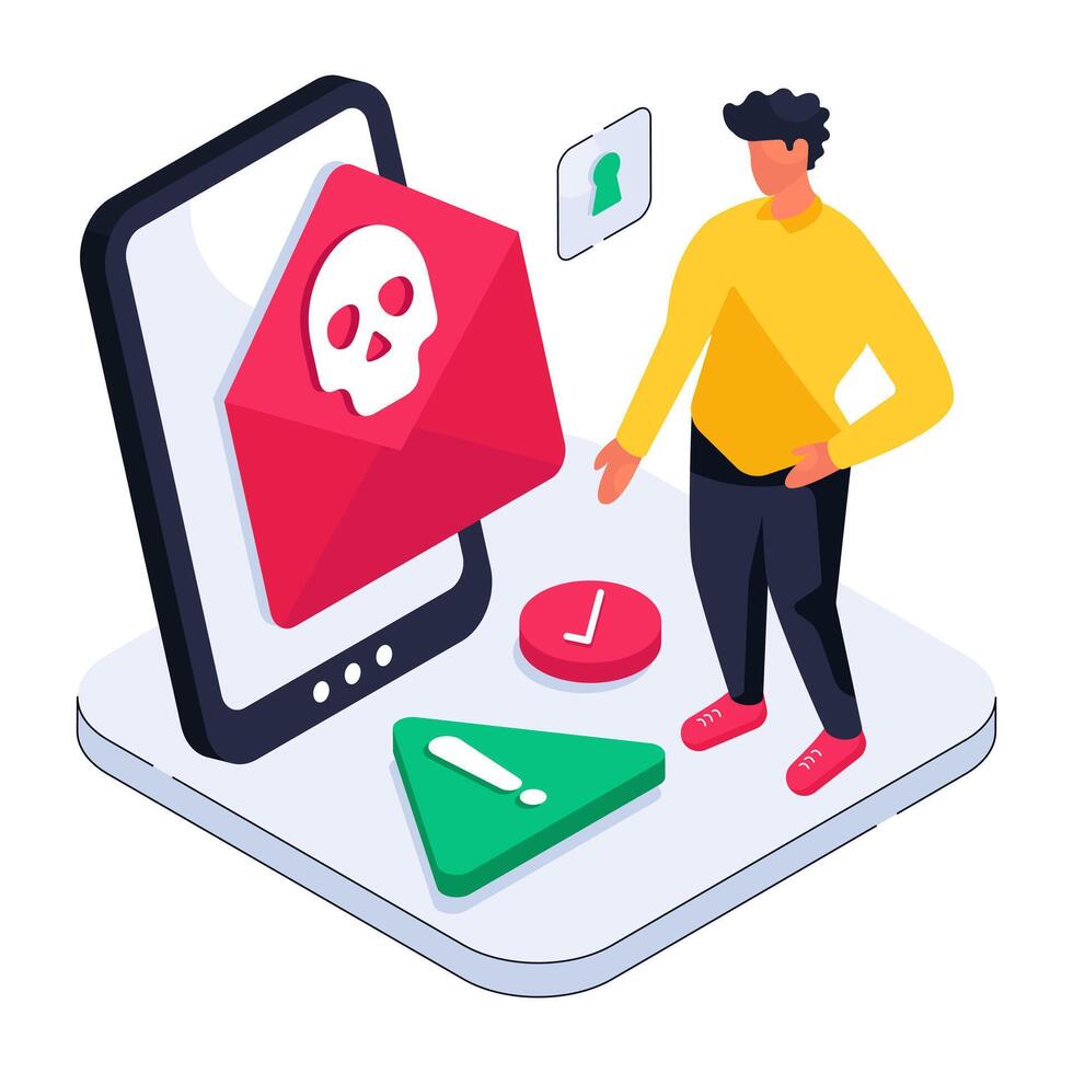 Trendy design of mail hack vector