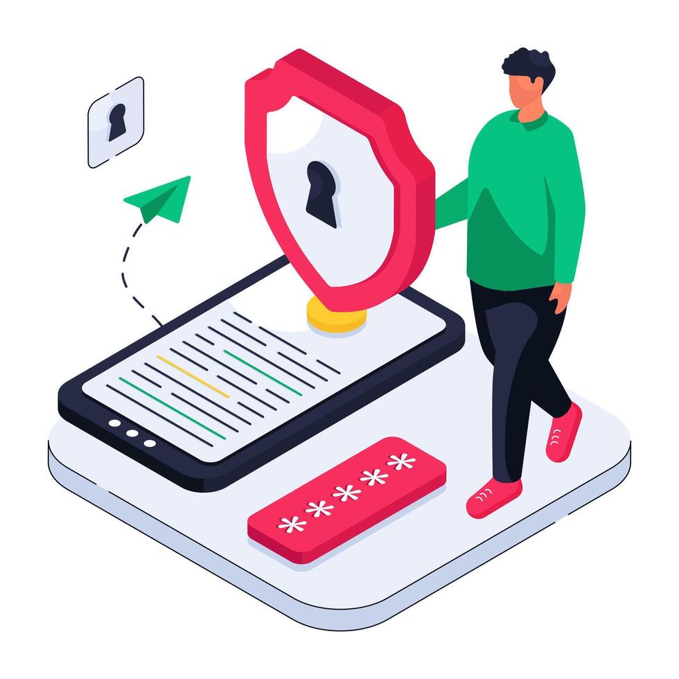 Conceptual isometric design illustration of mobile access vector