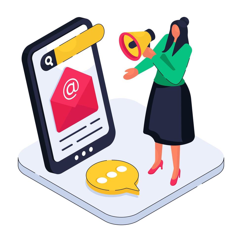 Creative design illustration of mobile mail vector