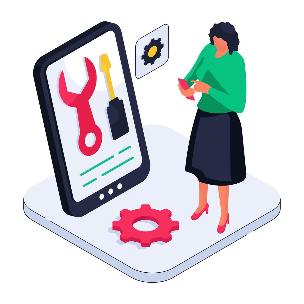 A creative design illustration of mobile setting vector