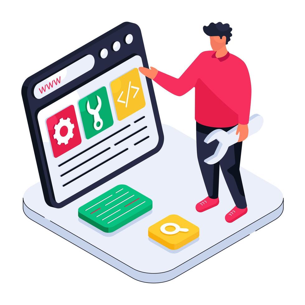 Editable design illustration of web maintenance vector