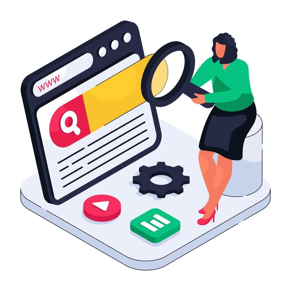A isometric design illustration of search box vector