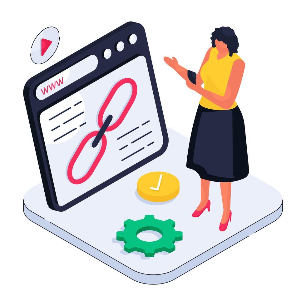 Web linkage illustration, editable vector