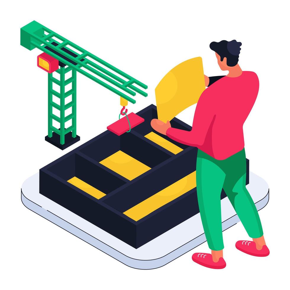 An illustration design of tower crane vector
