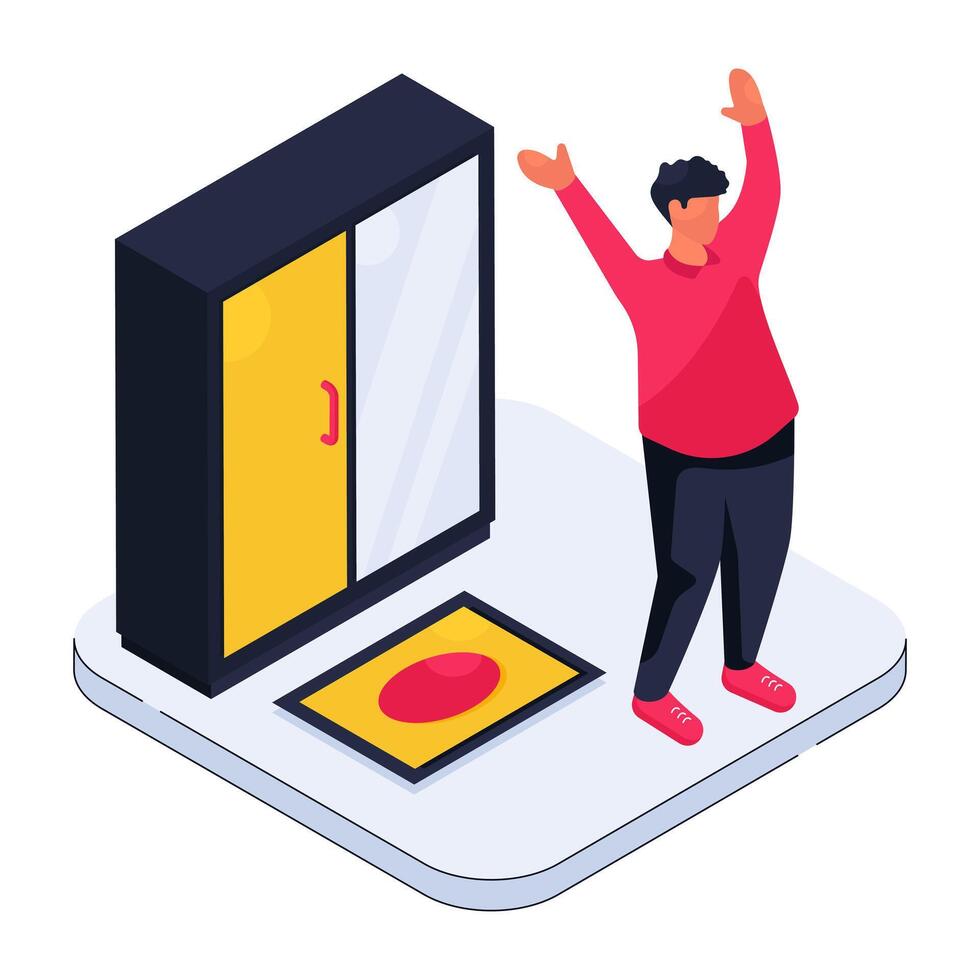 Conceptual isometric design illustration of wardrobe vector