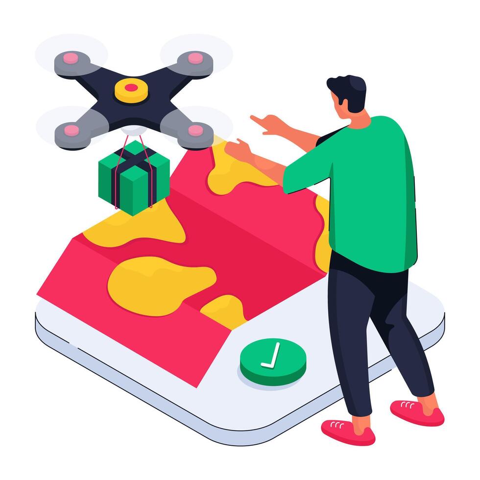 Modern design illustration of drone delivery vector