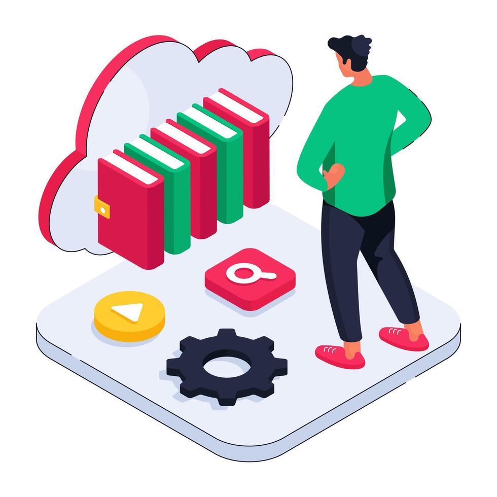 A trendy design illustration of cloud library vector