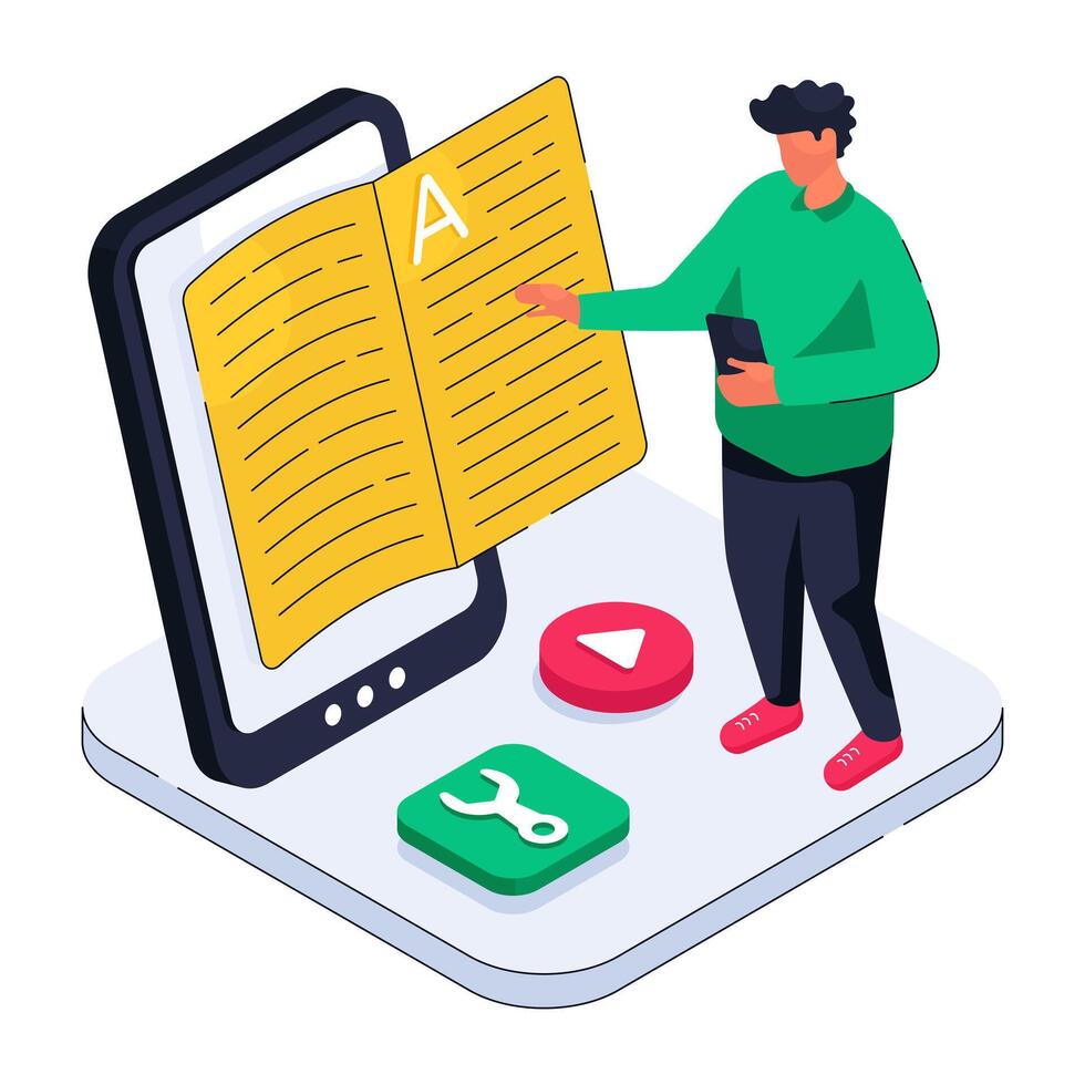 Modern design illustration of online reading vector