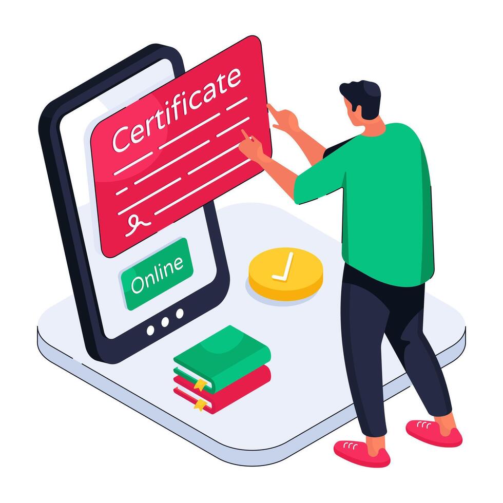 A beautiful design illustration of online certificate vector