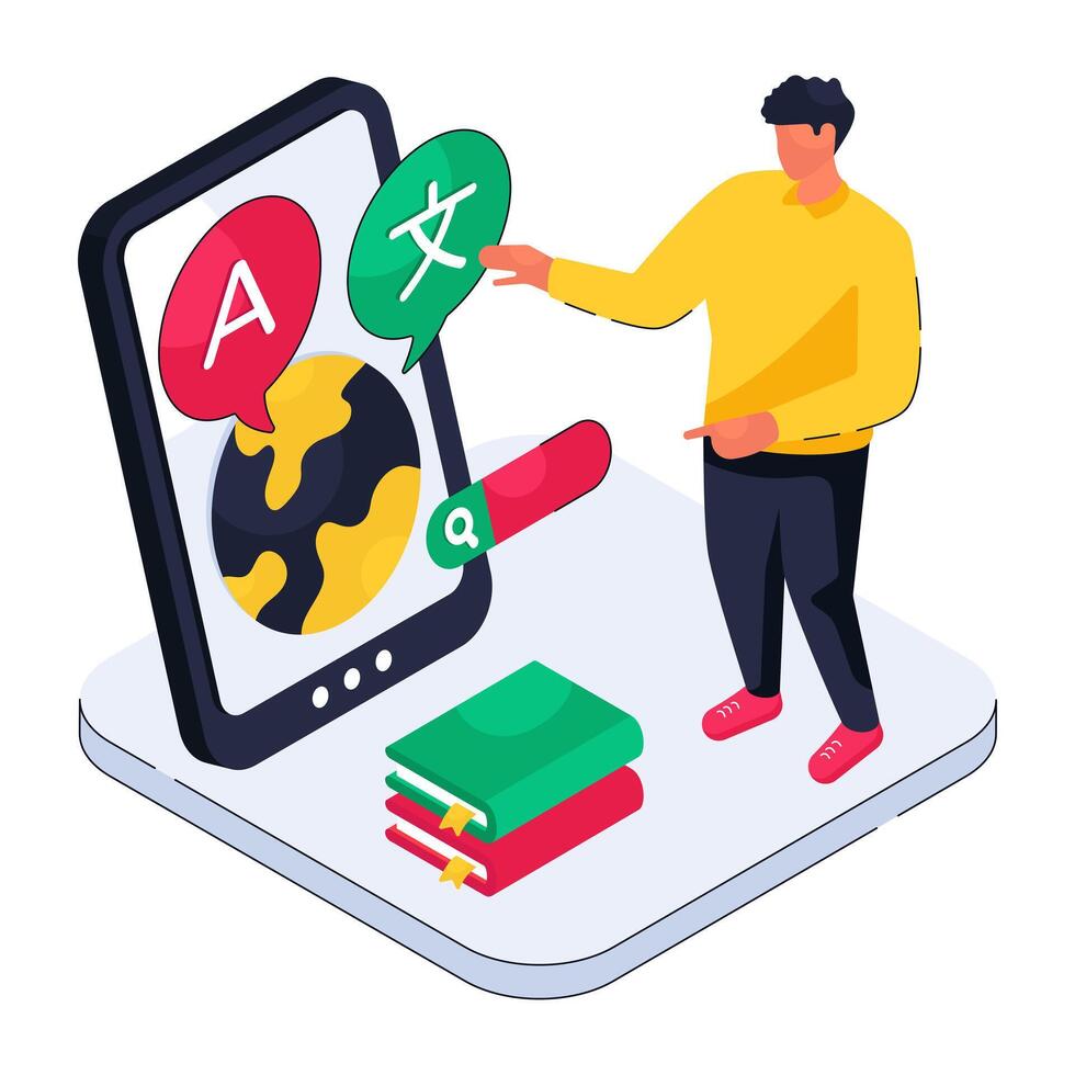 A colored design illustration of language translator vector