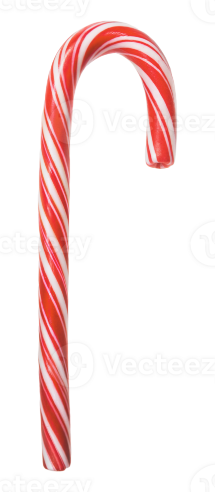 Candy cane with red and white stripes visible, cut out - stock . png