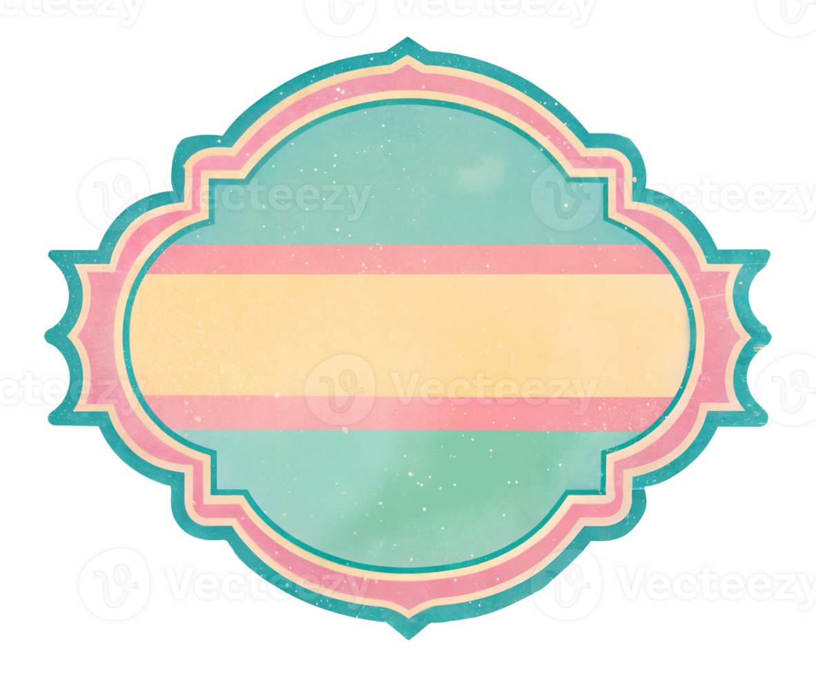 Decorative label design with pastel colors, cut out - stock . png