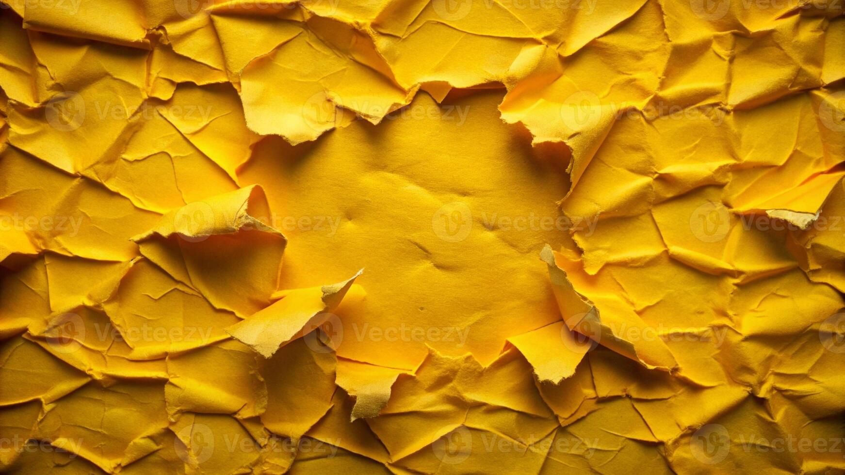 Yellow ripped torn paper background for your presentation background photo