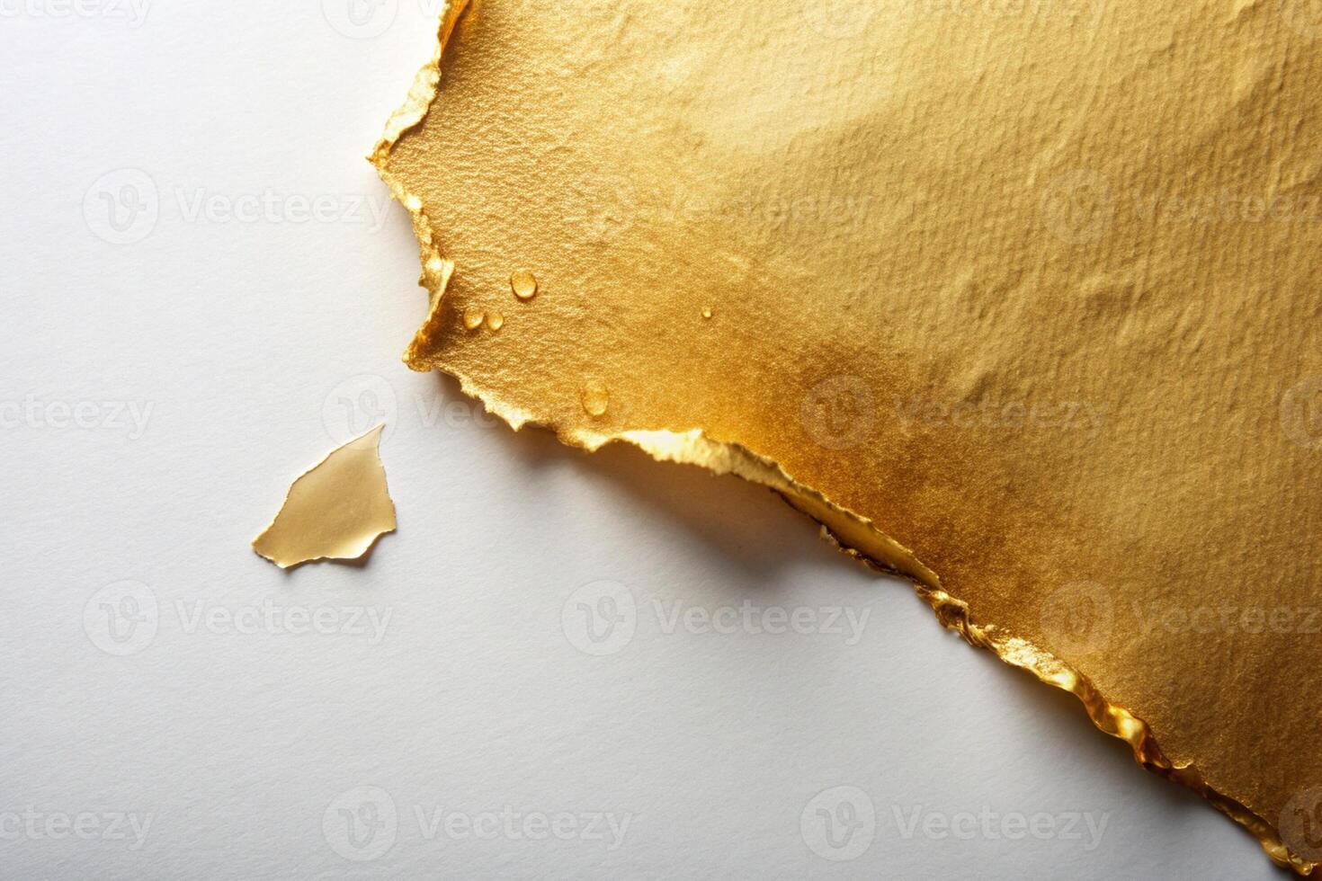 Grey ripped wet paper at white background for your presentation background photo