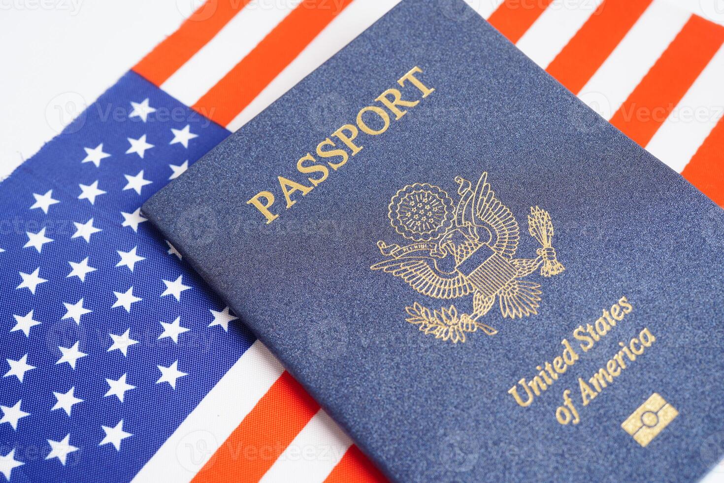 US passport isolated on white background, American citizen in United States of America. photo