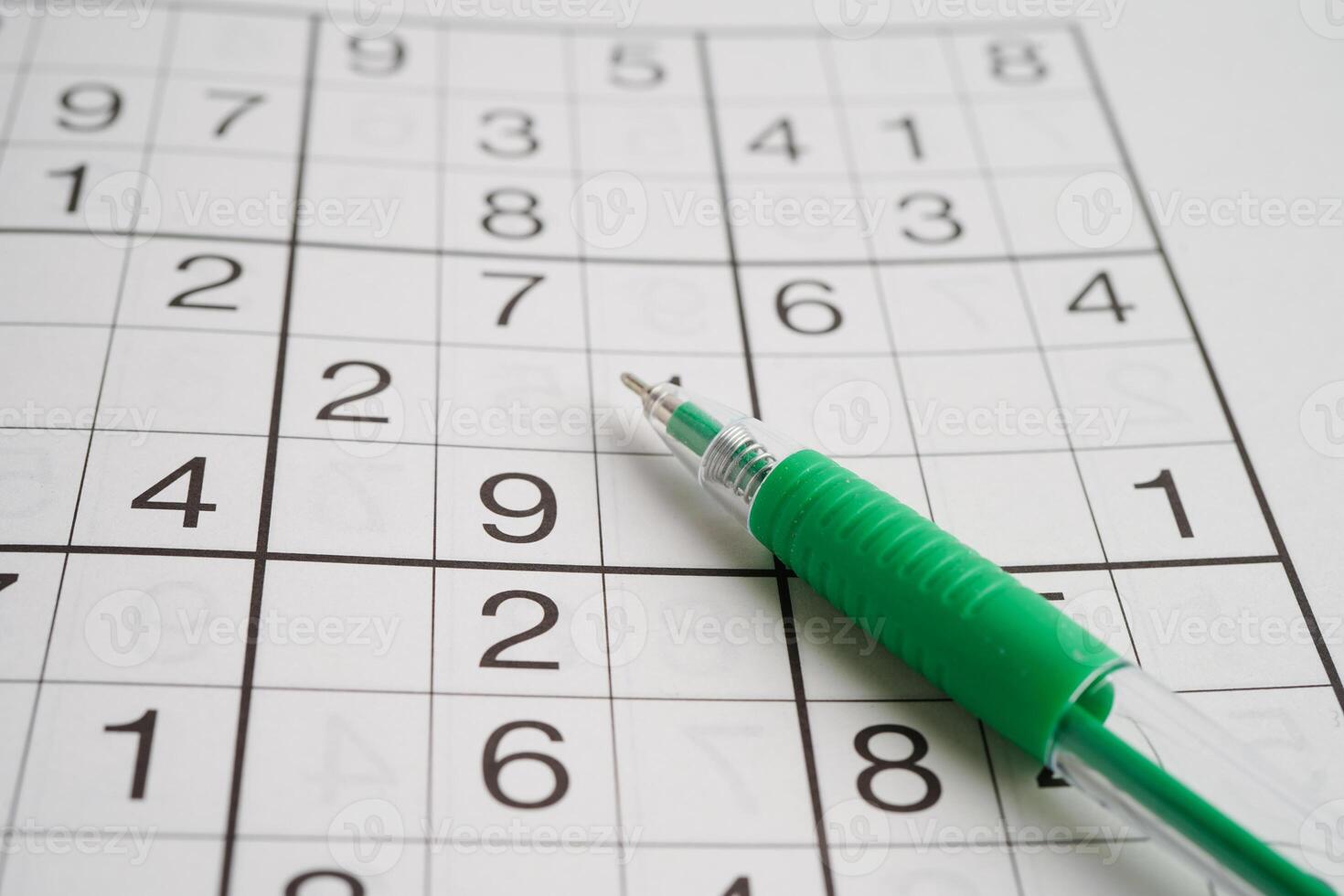 Sudoku puzzle, game to play for keep you brain younger for developing Alzheimer disease in senior patient. photo