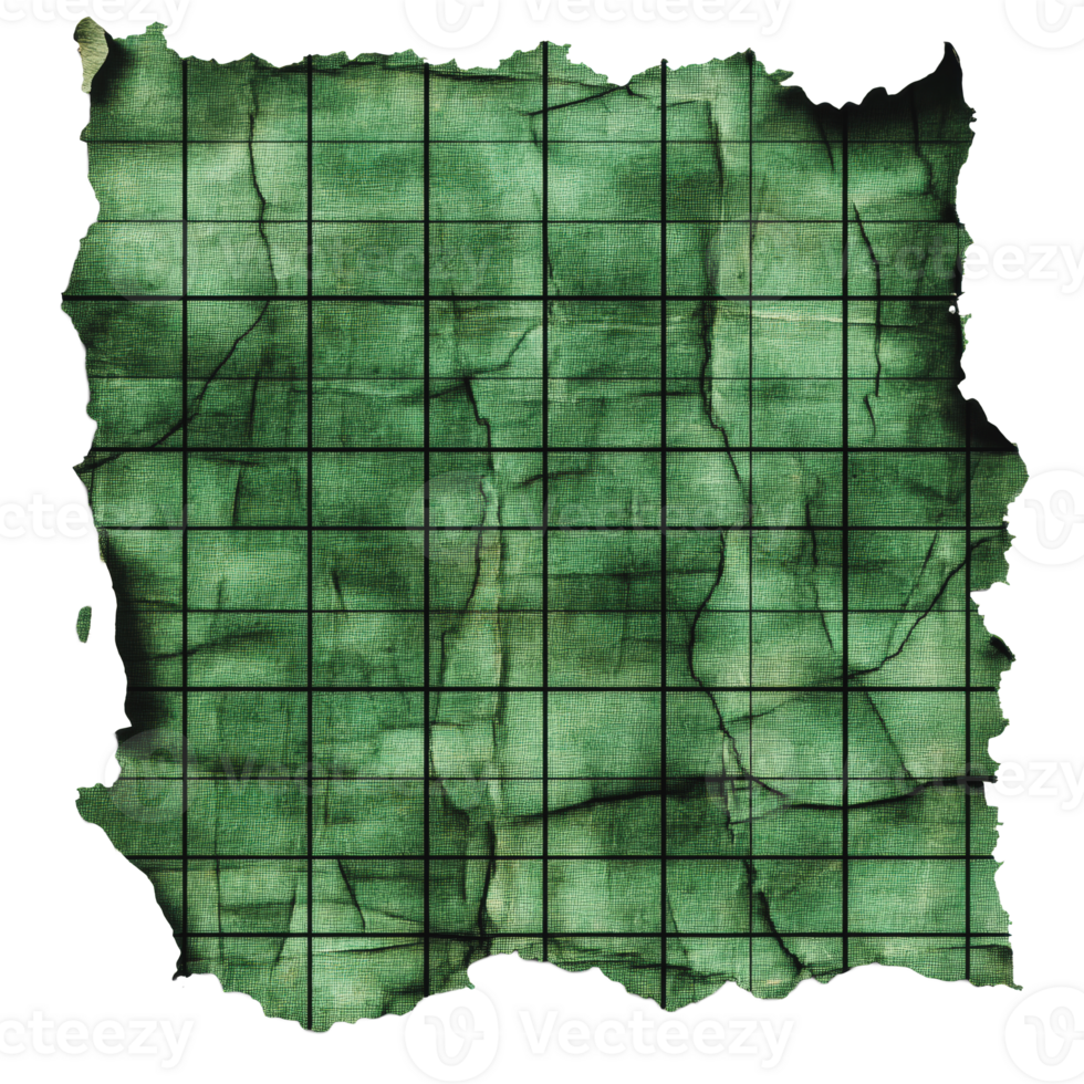 Textured green grid paper with aged appearance png