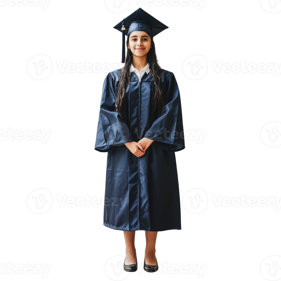 Graduation ceremony in a dark gown with cap png