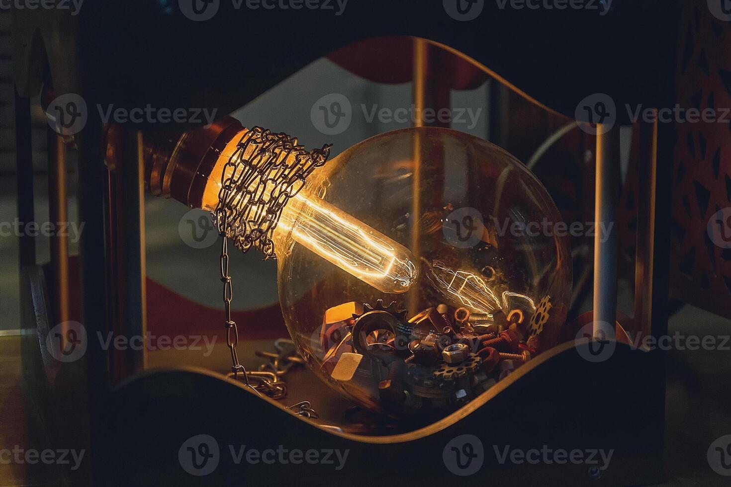 Retro lamp on a dark background close up photo