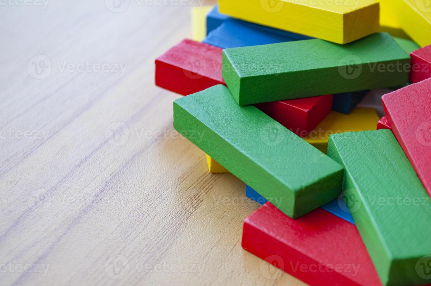 Multicolored wooden blocks with customizable space for text or ideas photo