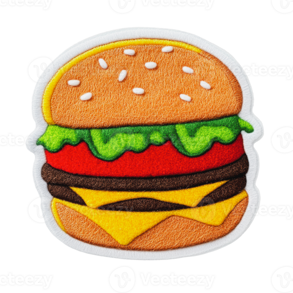 Colorful patch of a hamburger with toppings png