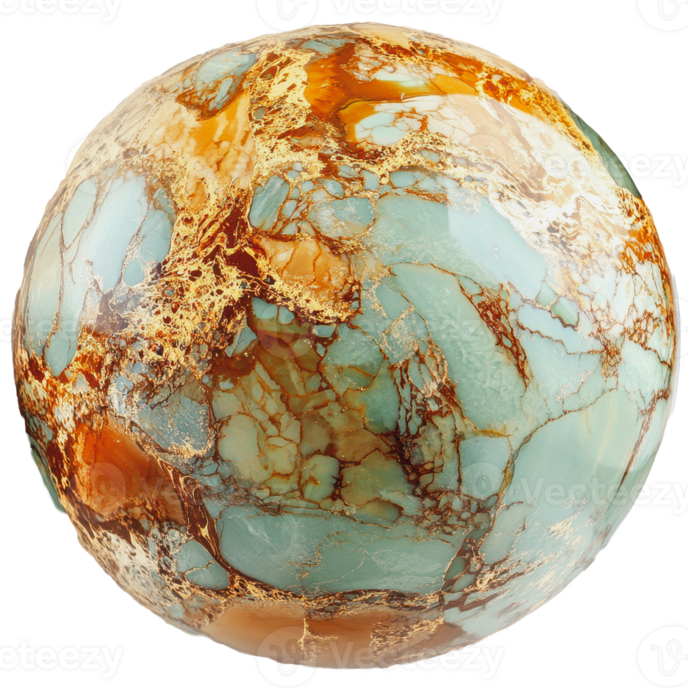 Unique polished stone sphere with earthy tones png