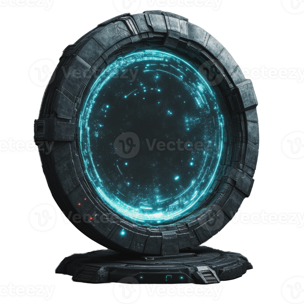 Futuristic portal with glowing blue accents png
