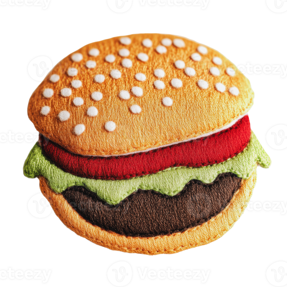 Felt hamburger with lettuce, tomato, and sesame png