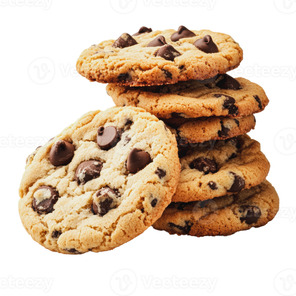 Freshly baked chocolate chip cookies on a plate png