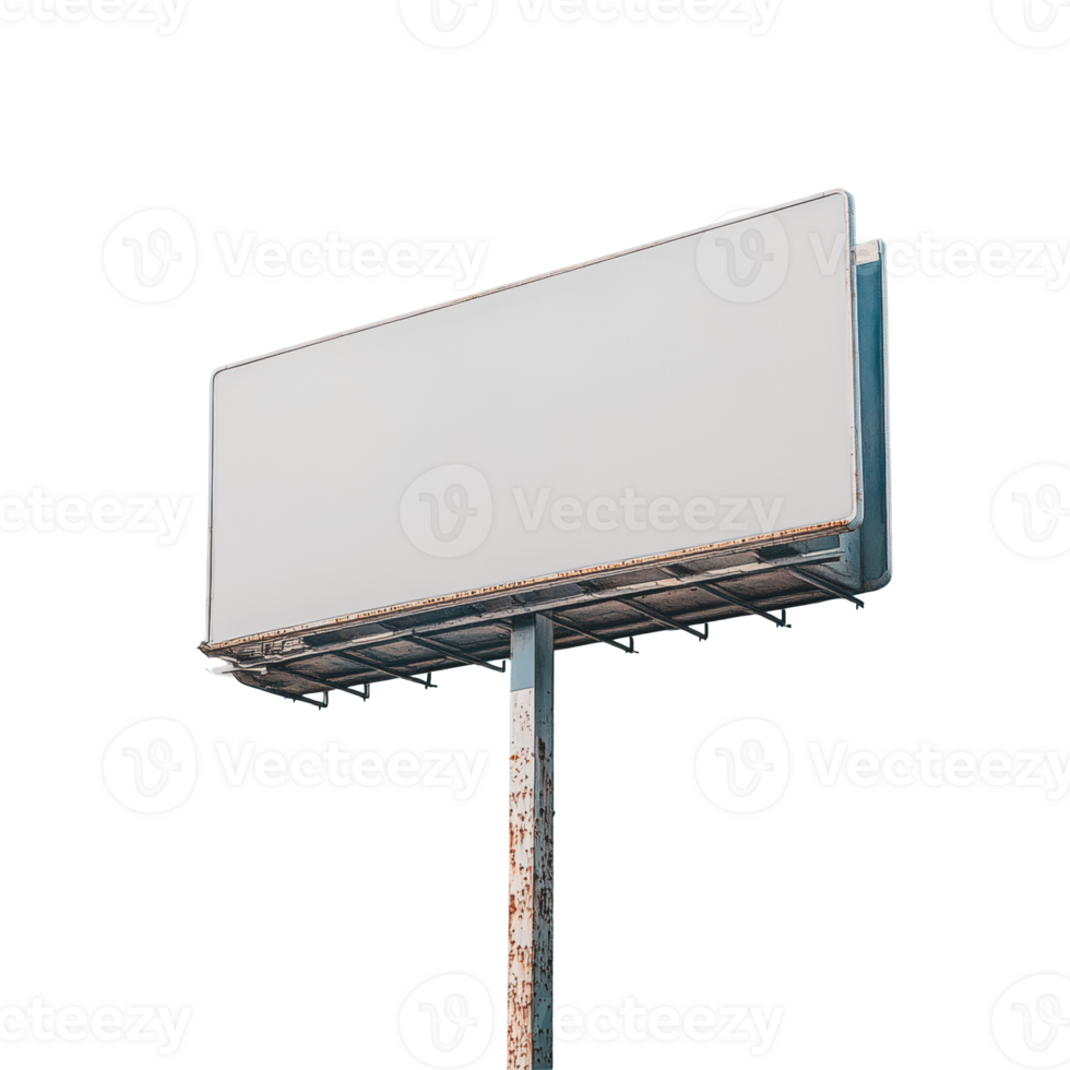 Empty billboard on a rusted pole in an urban area during daylight png