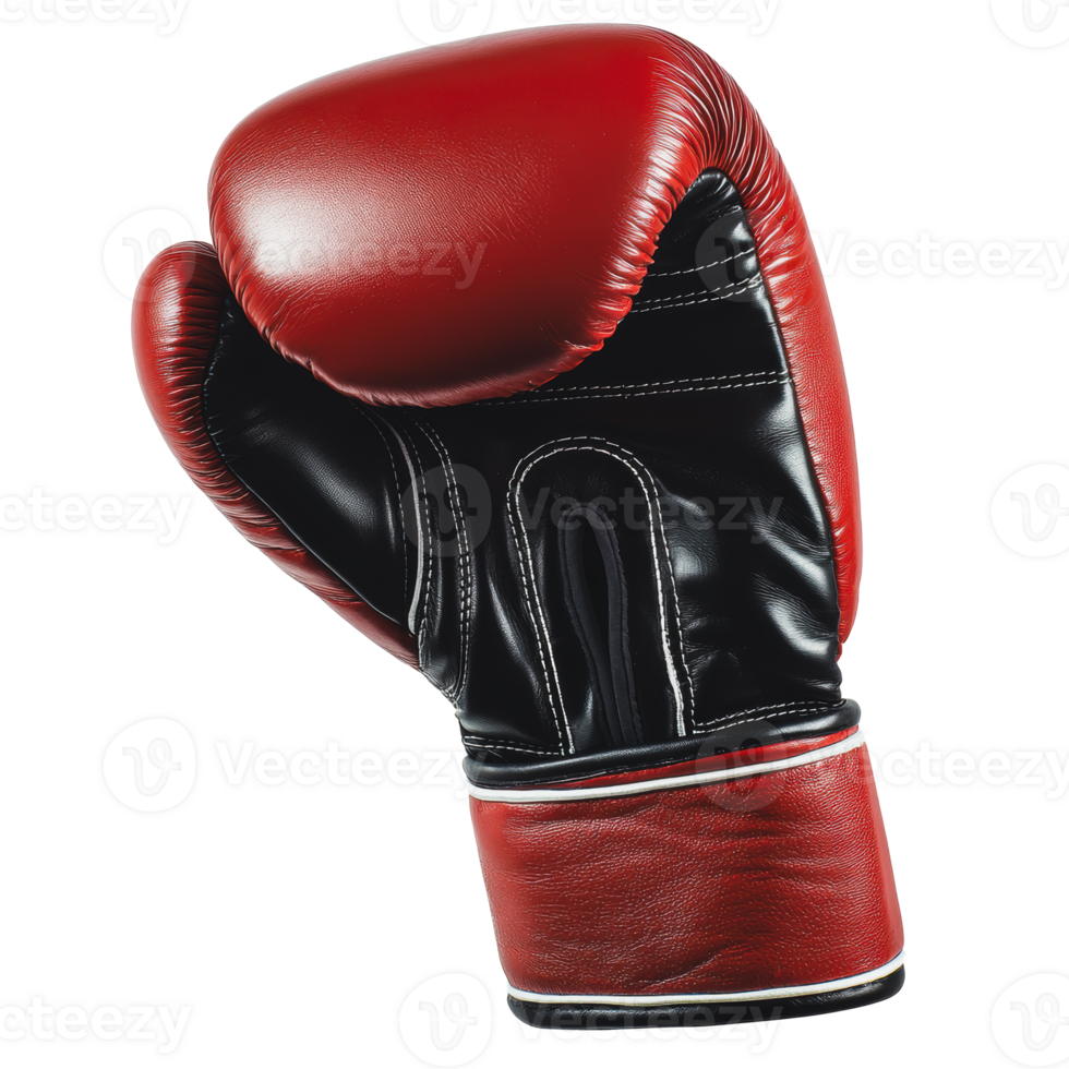 Red boxing glove resting on a flat surface, showcasing its leather material and design png
