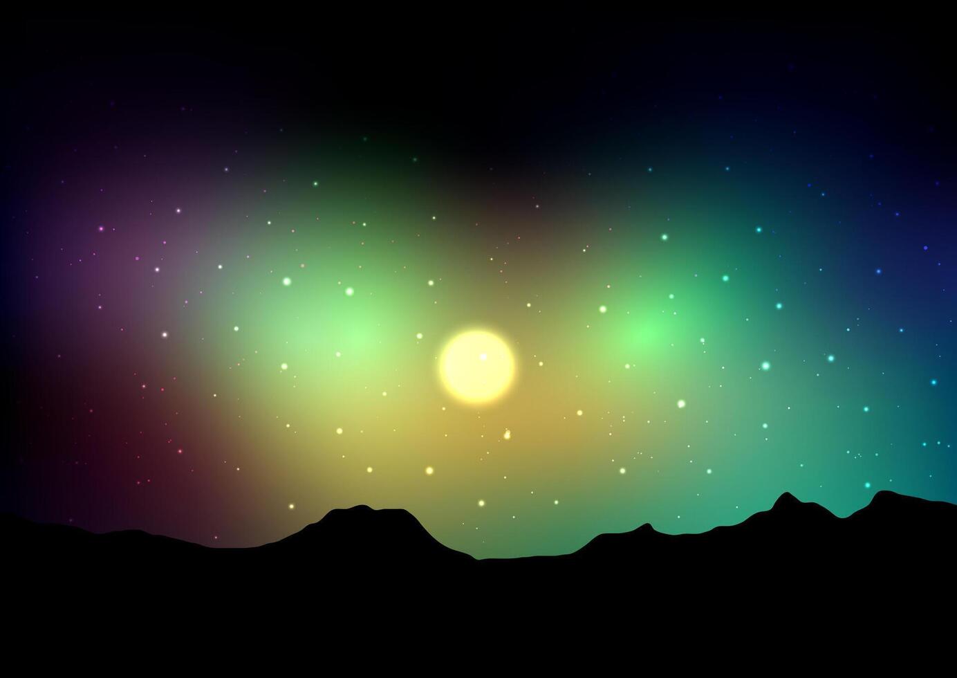 Abstract landscape background with starry night sky vector
