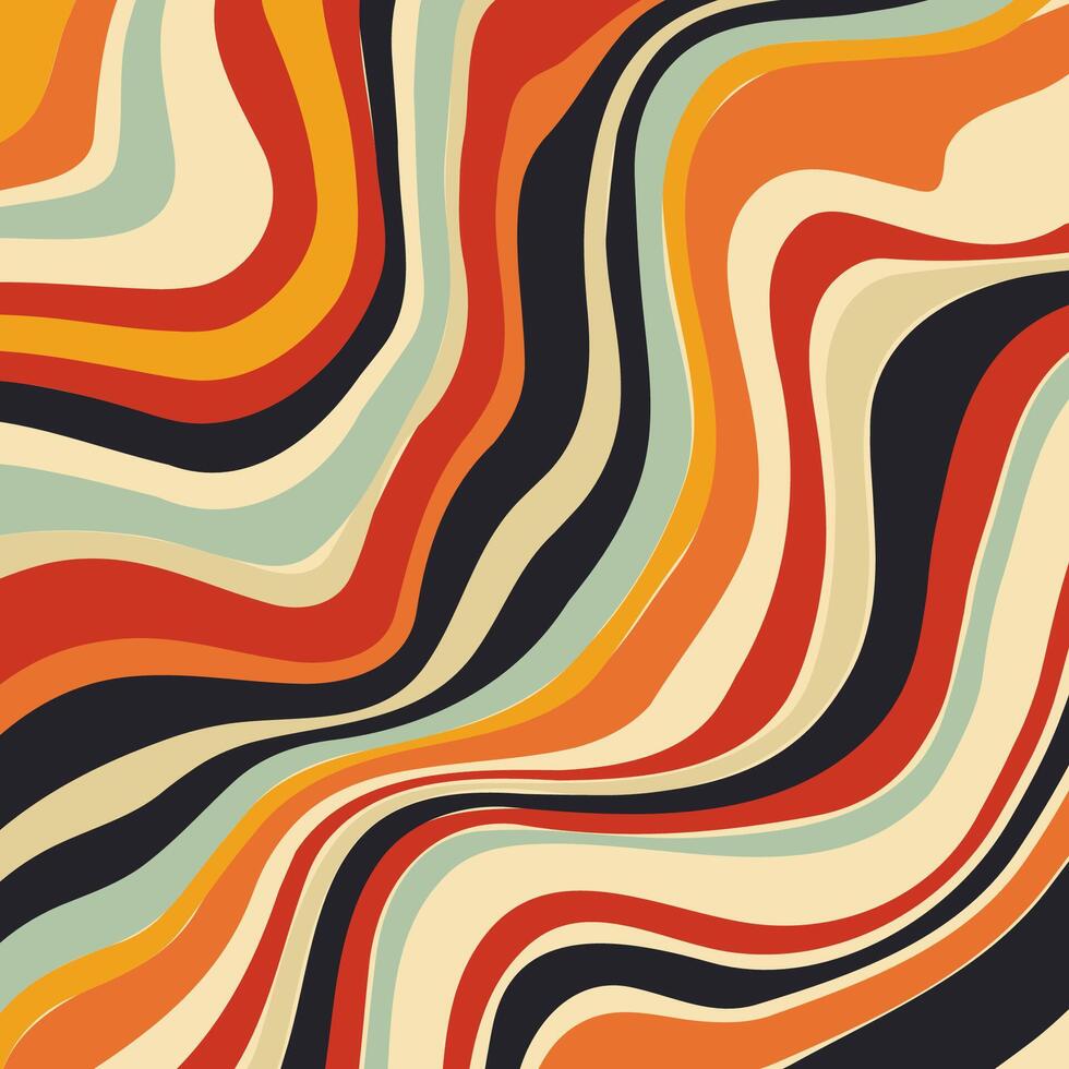 Retro styled abstract distorted line design background vector