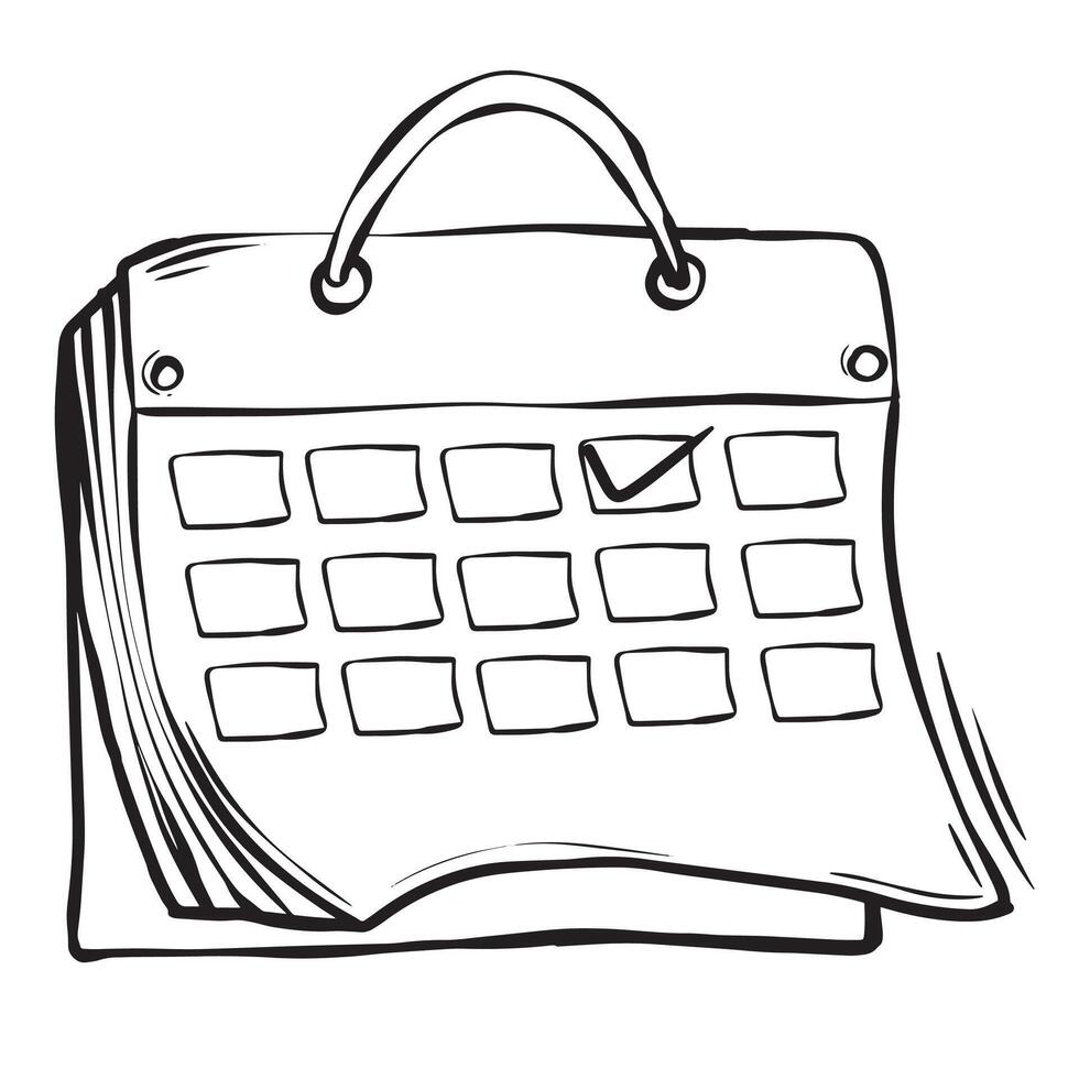 CALENDAR DOODLE STYLE HAND DRAWN ILLUSTRATION vector