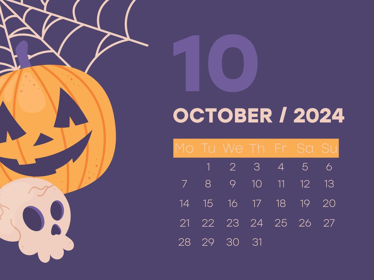 october calendar, autumn cozy calendar vector