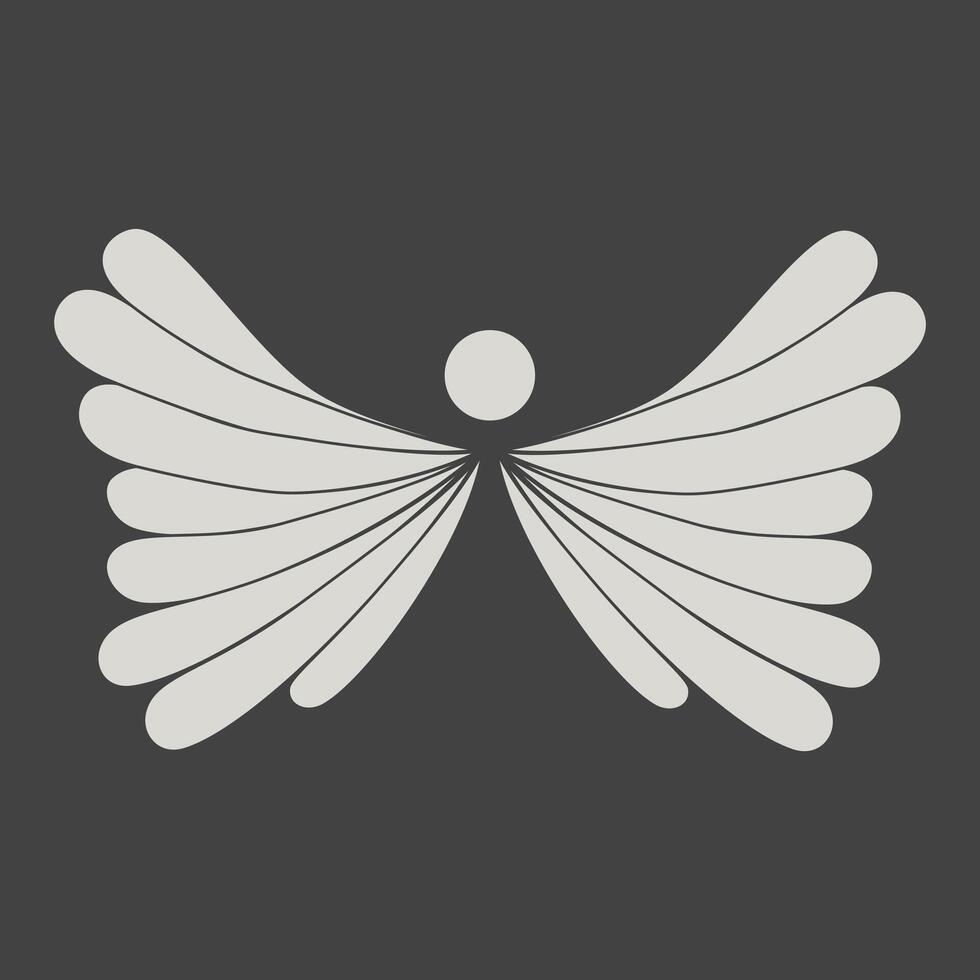 White butterfly looking like an angel isolated on a black background. vector