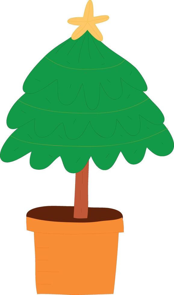 Christmas small green pot vector