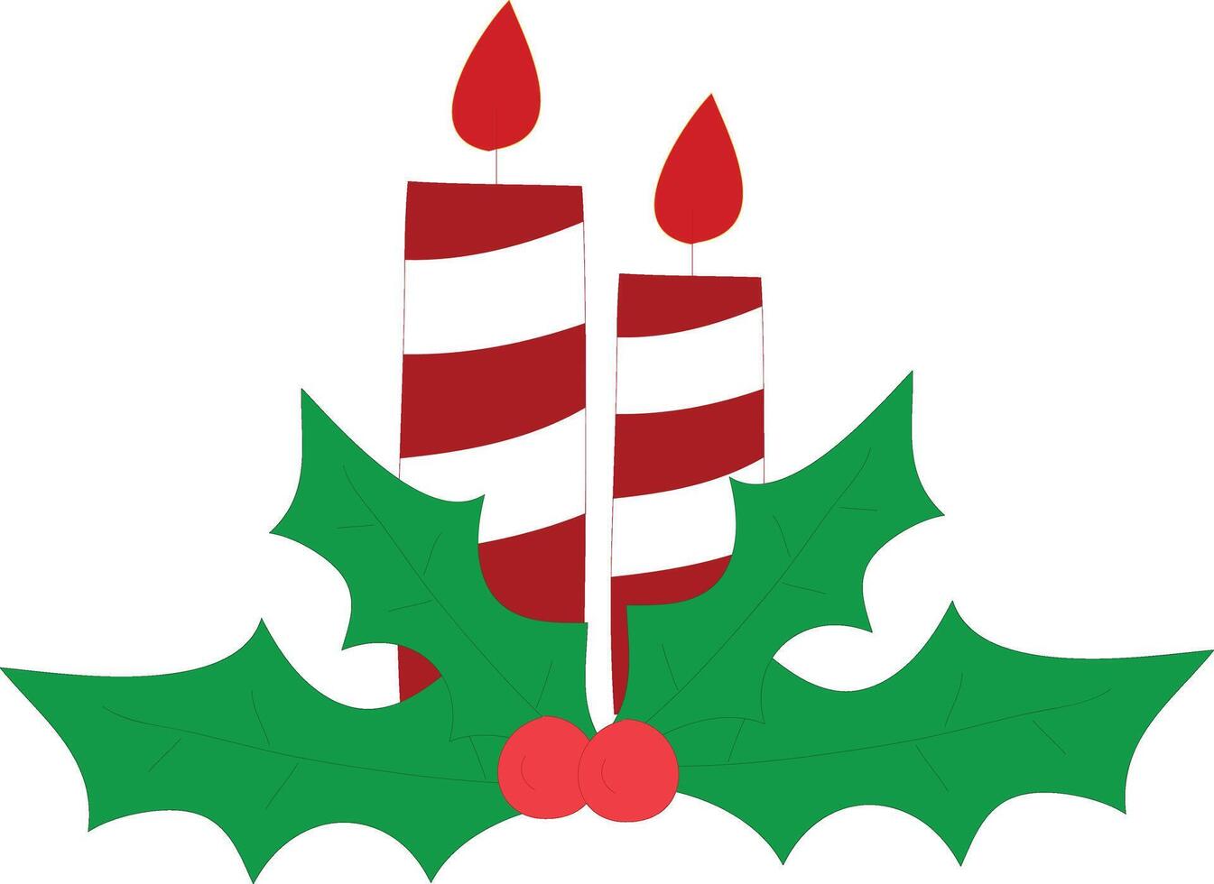 Christmas candles with leaves vector
