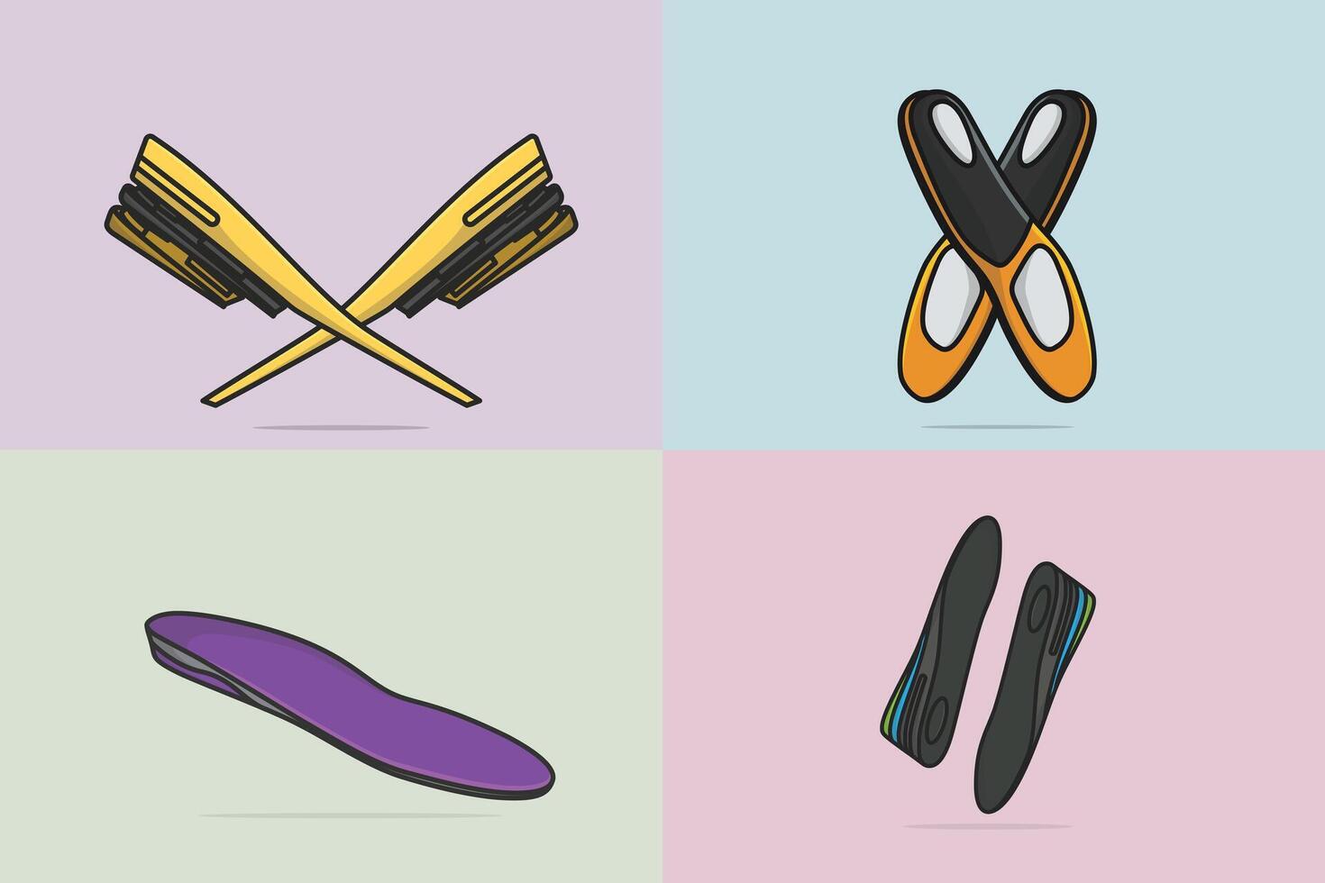 Set of Comfortable Orthotics Shoe Insole Pair, Arch Supports illustration. Fashion object icon concept. vector