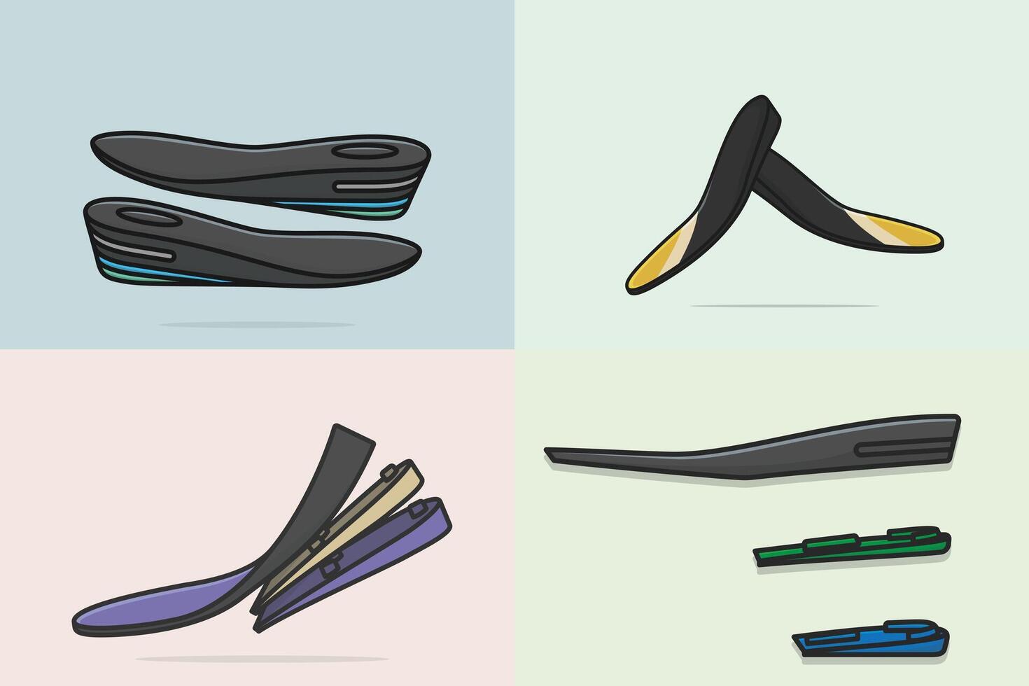 Set of Comfortable Orthotics Shoe Insole Pair, Arch Supports illustration. Fashion object icon concept. vector