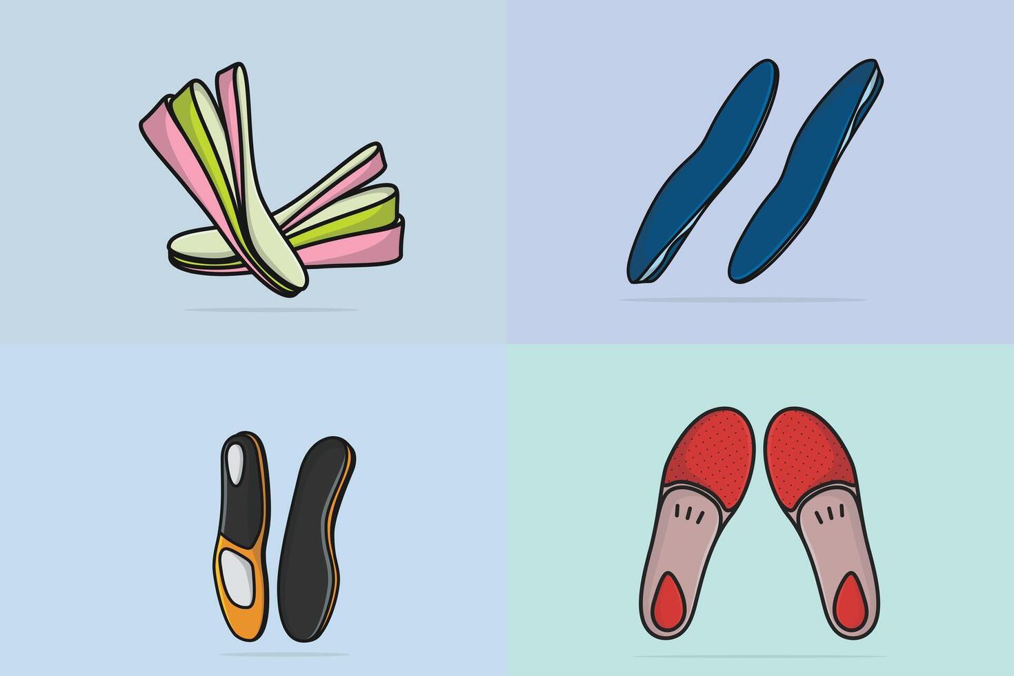 Set of Comfortable Orthotics Shoe Insole Pair, Arch Supports illustration. Fashion object icon concept. vector