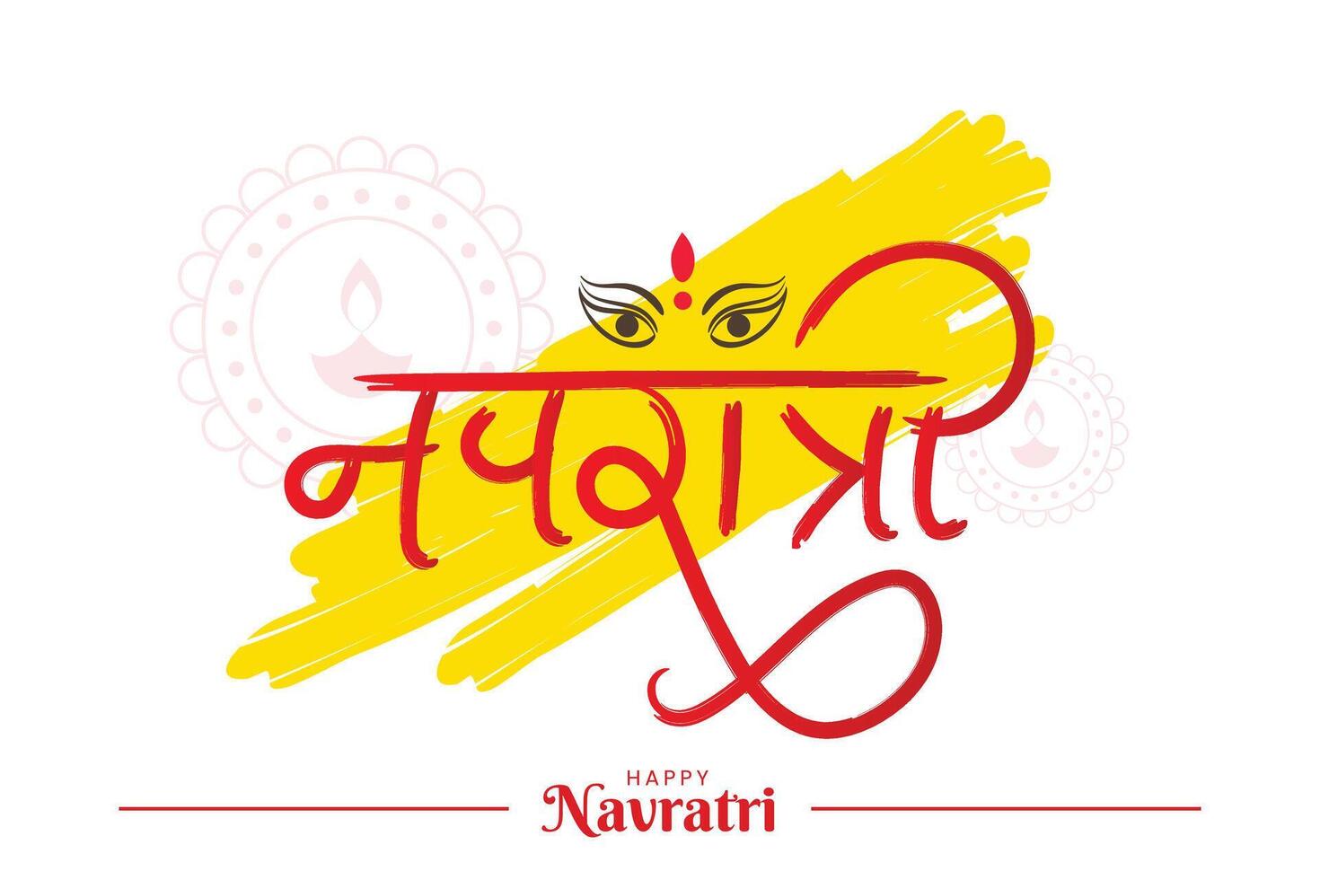 Navratri Festival Background Template Design Fully Editable Illustration, Navratri Hinid Calligraphy vector