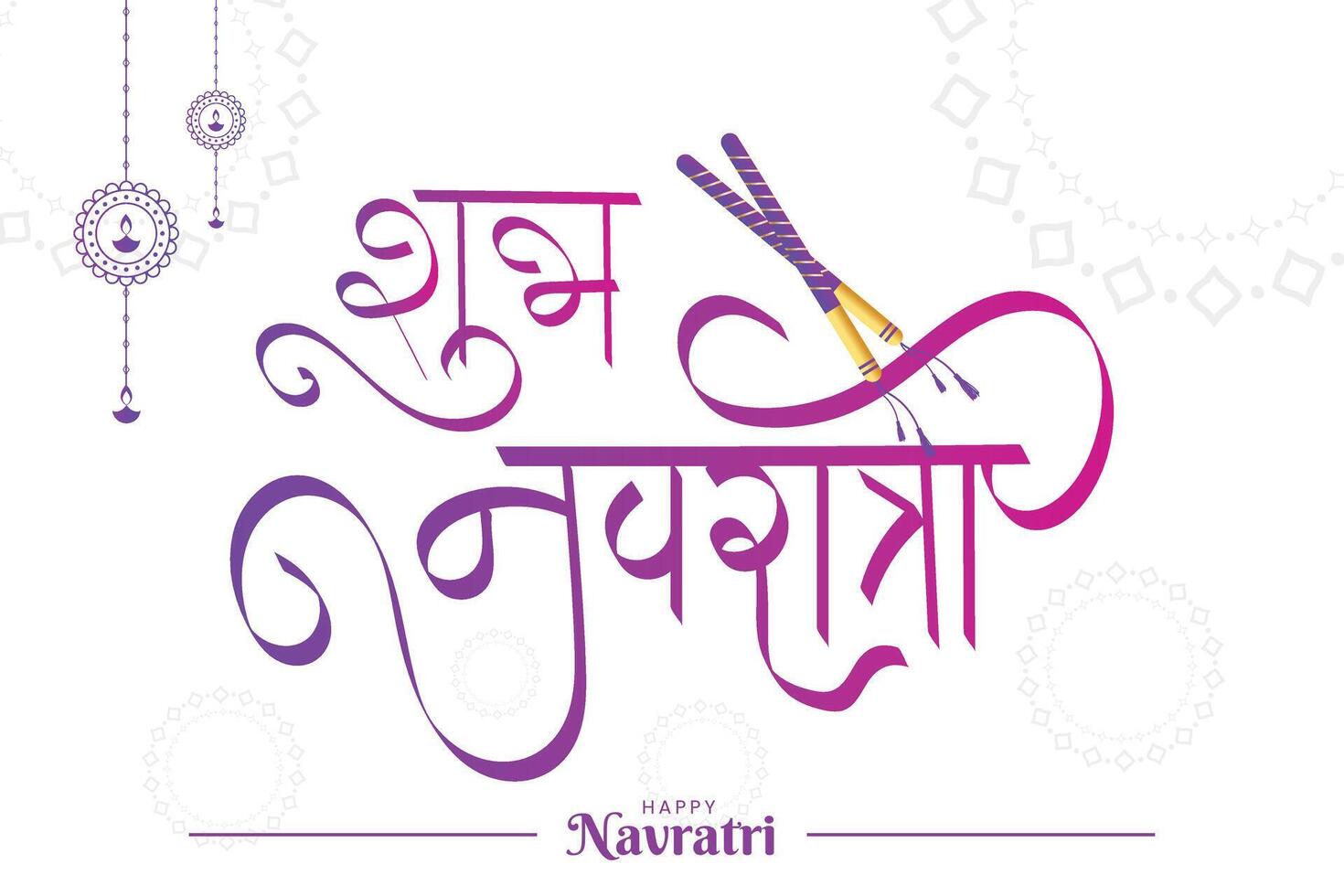 Happy Navratri Festival Fully Editable Illustration, Shubh Navratri Hinid Calligraphy Background vector