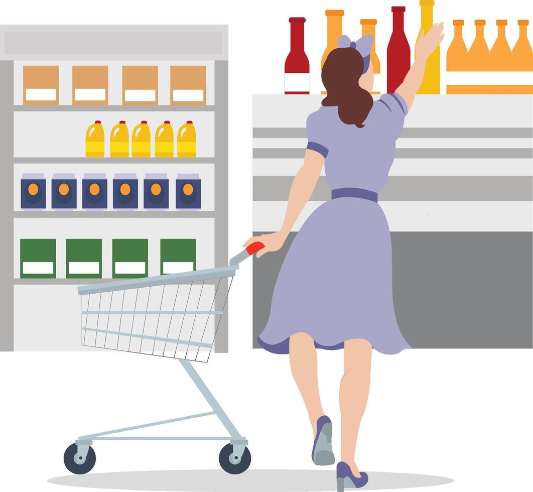 girl doing grocery vector