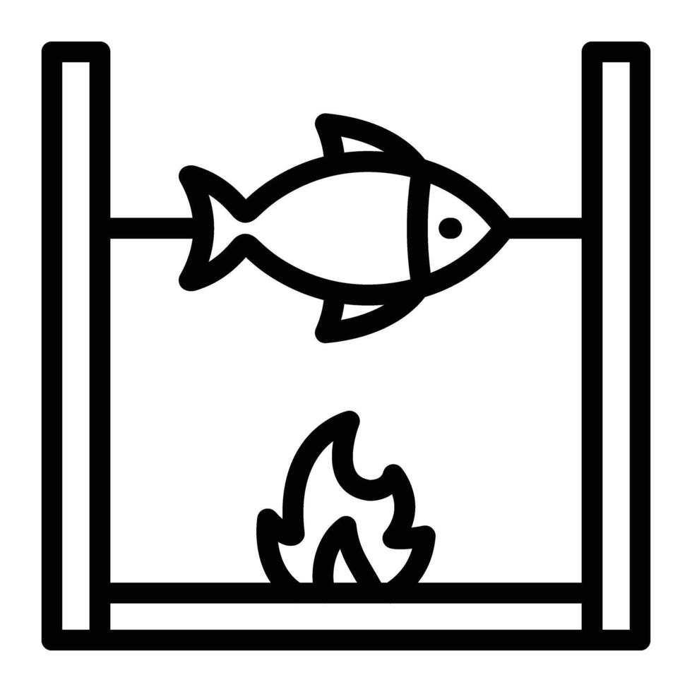 Fish Cooking Line Icon Design For Personal And Commercial Use vector