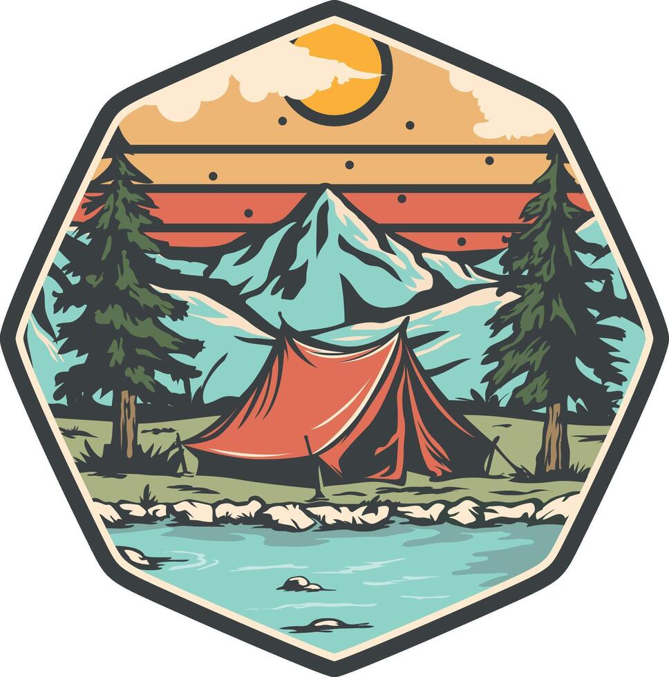 Outdoor camping logo design template vector